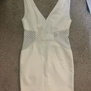 Tobi White Mesh Detail Mini Dress